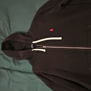 Polo by Ralph Lauren Black Full-Zip Hoodie Heavy Duty
